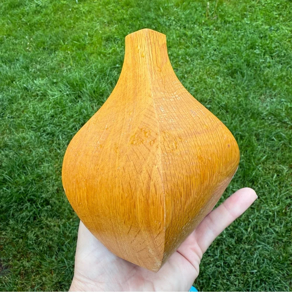 Vintage Wood Bud Vase Made In Minnesota USA MCM SOLID Oak Unique